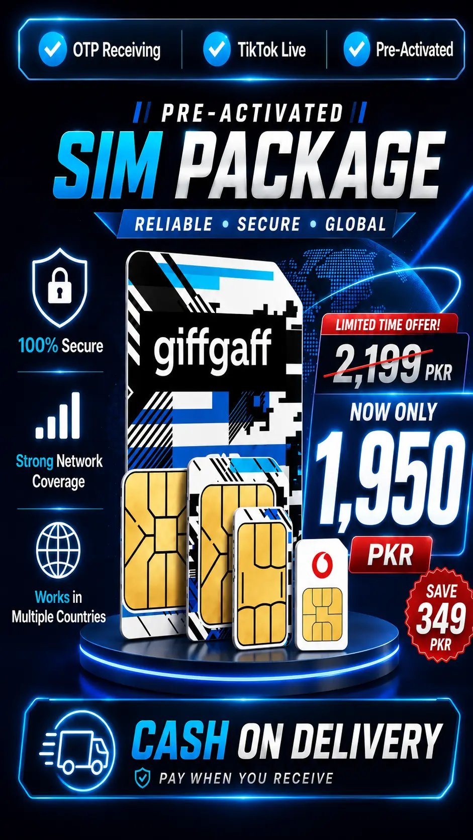 Voda 5G UK SIM Card in Pakistan for WhatsApp OTP and WhatsApp Business verification